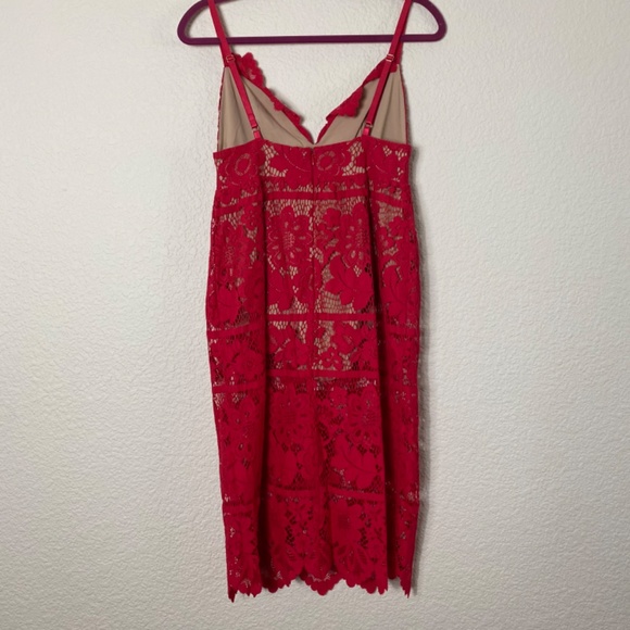 NWT For Love and Lemons Gianna Midi Dress Red Lace Medium - Picture 4 of 8